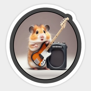 Rock'n'roll hamster playing the guitar Sticker